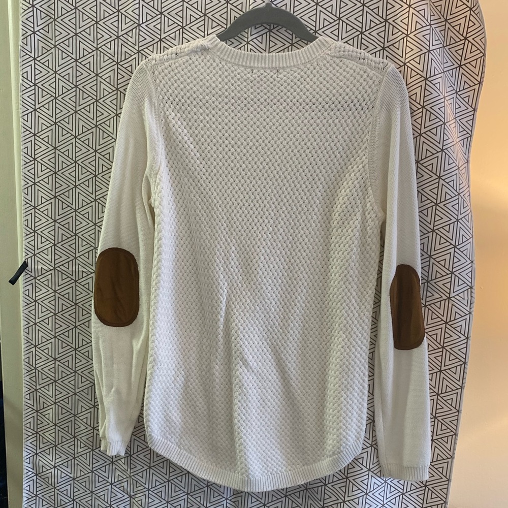 White Elbow Patch Sweater